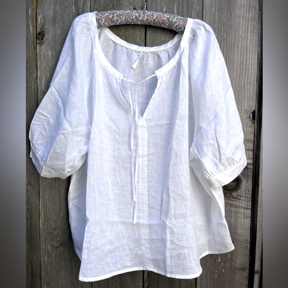 Mango White Linen Tunic size S